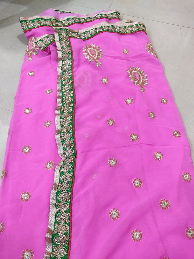 Pink Saree With Blouse