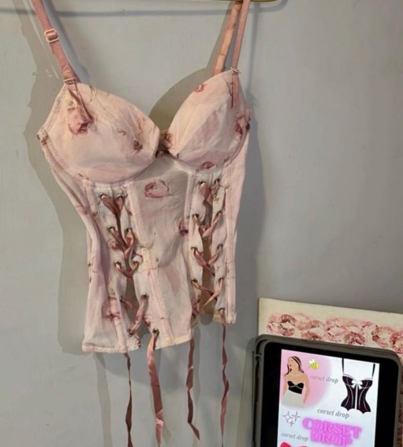 Pink Bow And Floral Corset