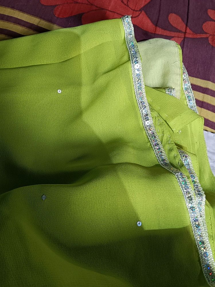 Florescent Green Color Saree