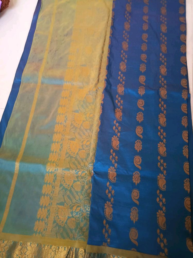 Peacock 🦚 Color Silk Saree (Double Shaded)