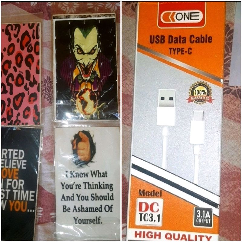 Mobile Back Sticker & Cable Type C