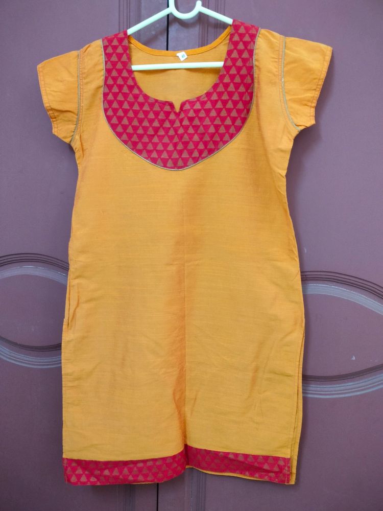 Golden Yellow And Red Coloured Top For Women