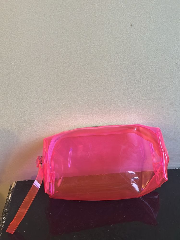 Transparent Neon Pink Pouch