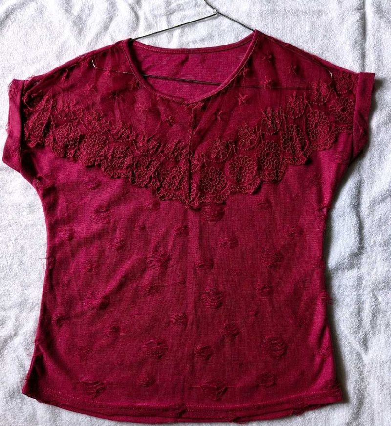 Wine Lace Top