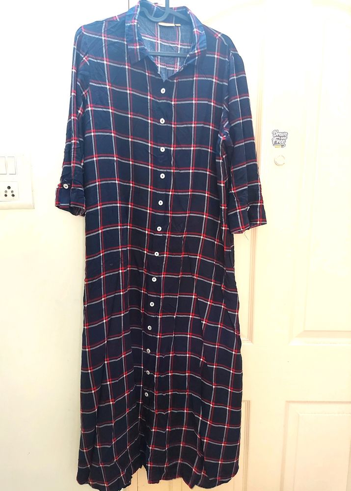 Checked long dress