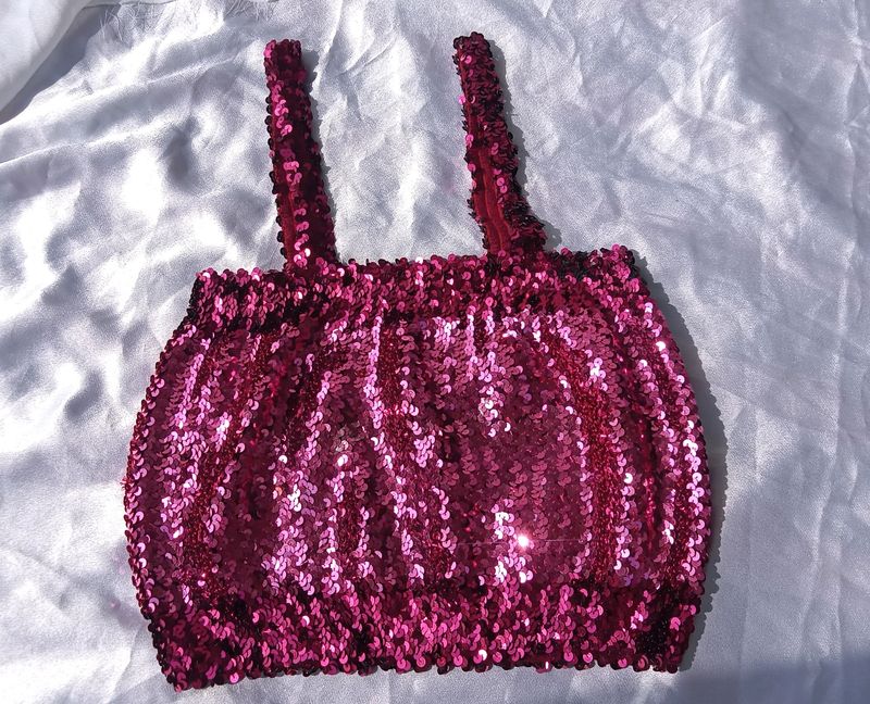 Brand New (Veramont) Pink Sequin Blouse/ Crop Top