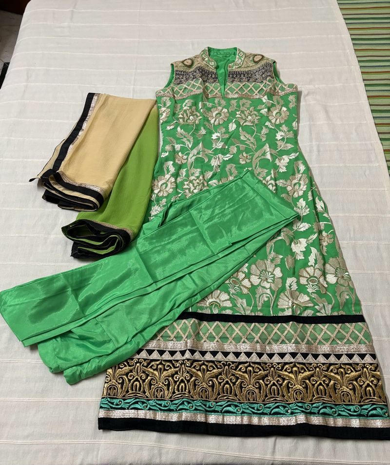 3pc Suit Set | Green Kurta Legging