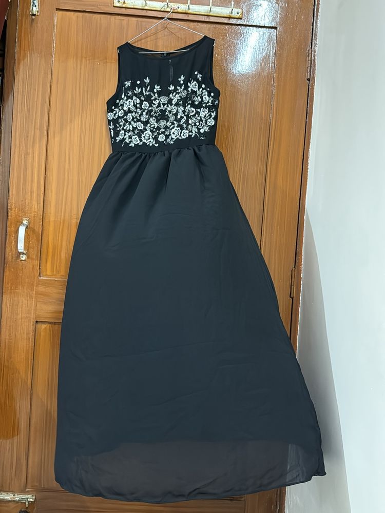 Black Embroidered Gown