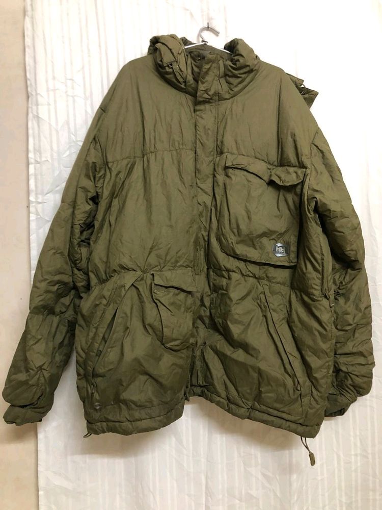 HELLY HANSEN JACKET GREEN GOOSE DOWN COAT HOODED