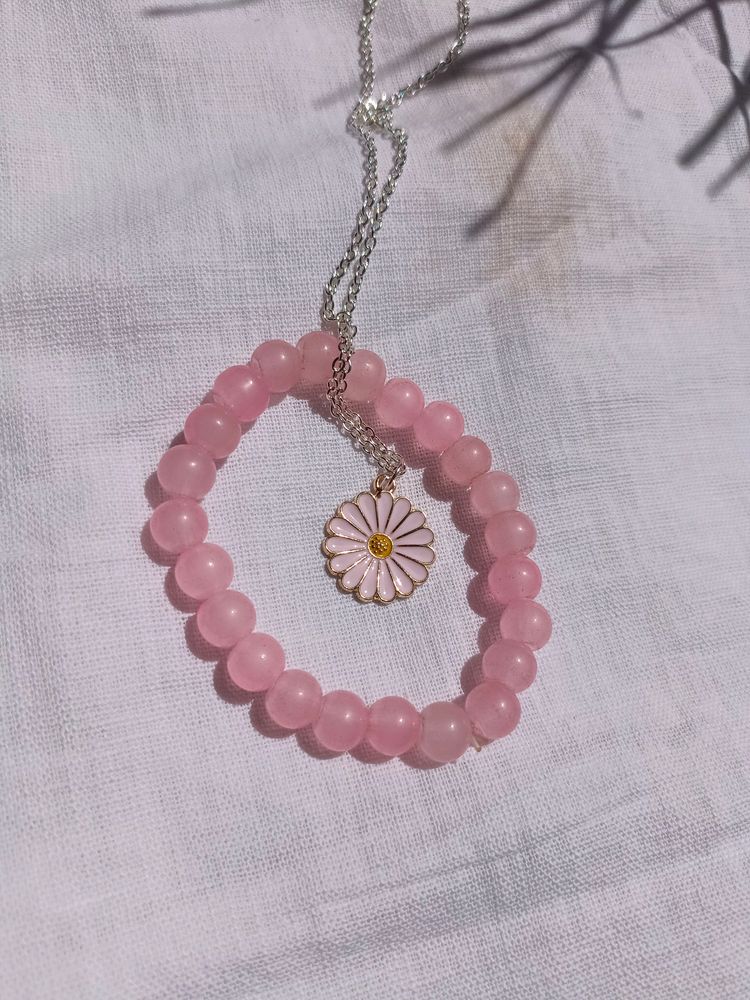 Combo Of Pink Bracelet And Necklace