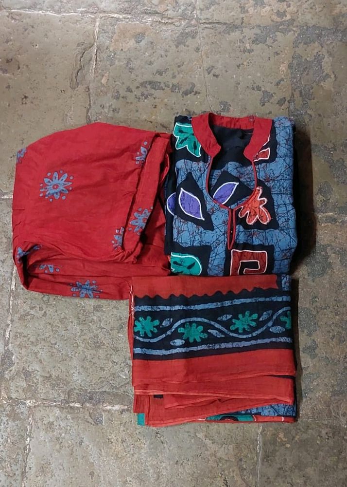 Pure Cotton Batik Printed Salvar Suit