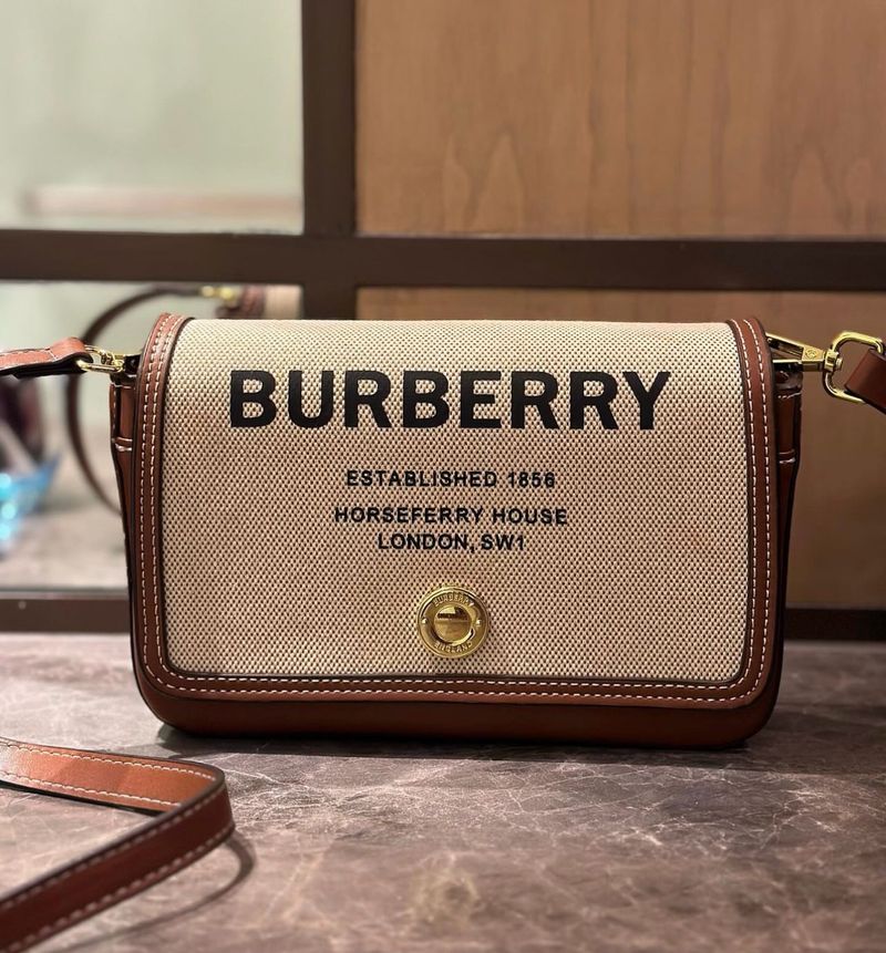 Burberry Hampshire Leather And Canvas Crossbody Ba