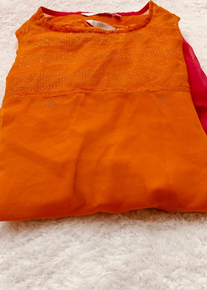 Orange-pink Fusion transparent kurti