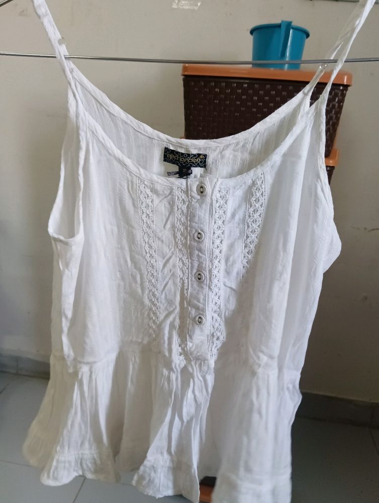 White Top For Women, Cut Sleeve