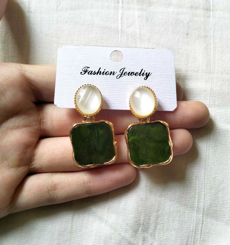 Green Marble Earrings