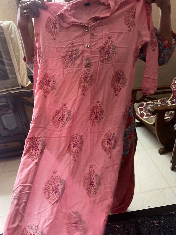 Pink Rayon Soft Kurti