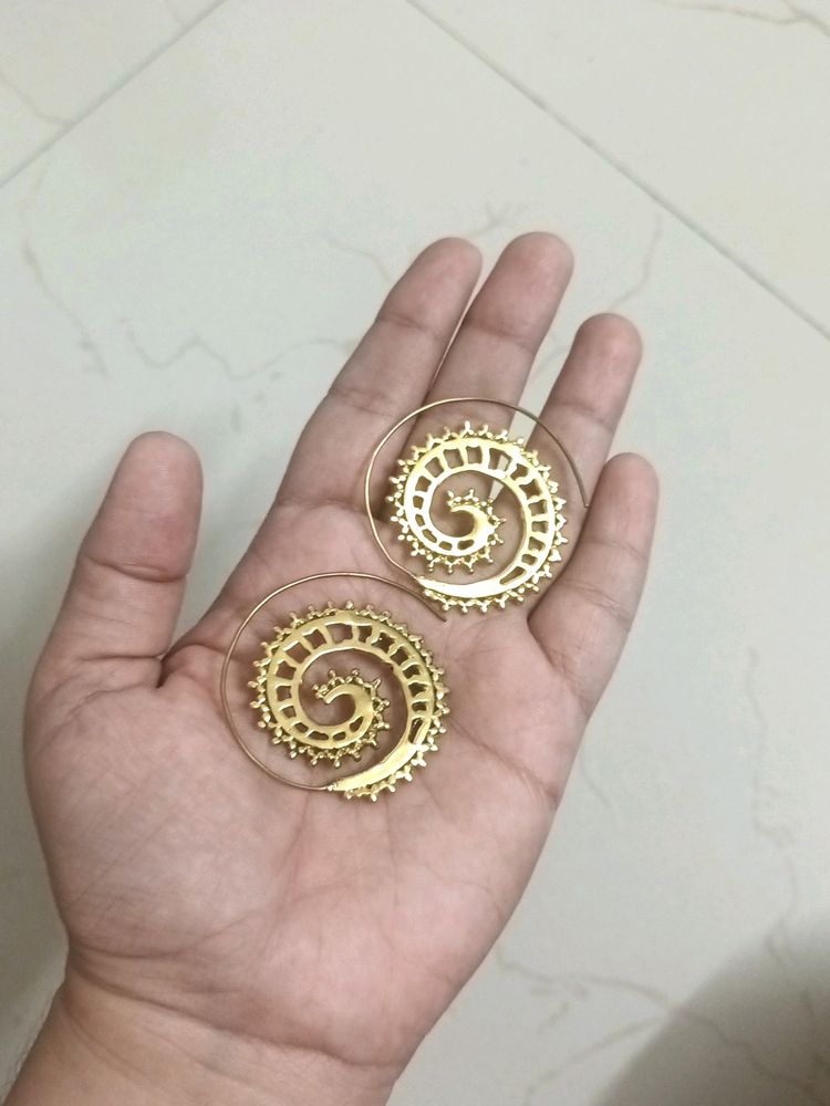 Circle Real Brass Earring. Bohemian Style