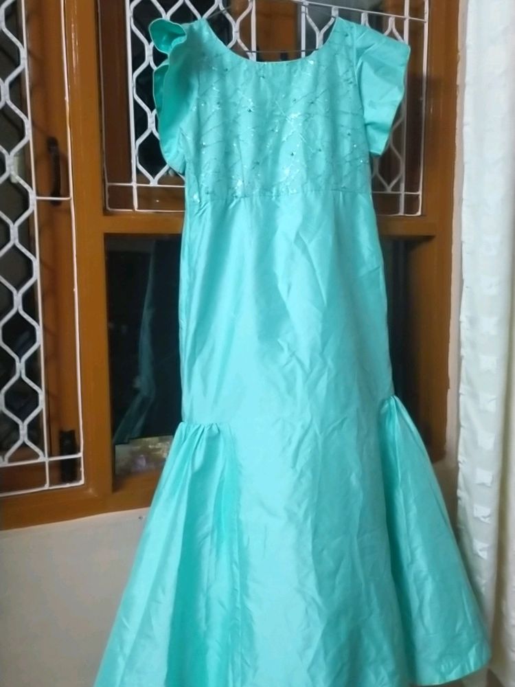 Cyan Colour Beautiful Gowns