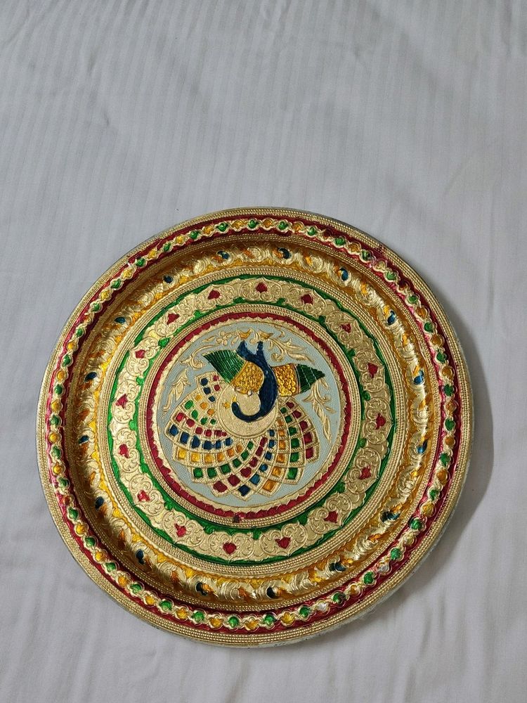 Meenakari Peacock Thaal For Gift Or Dry Fruits