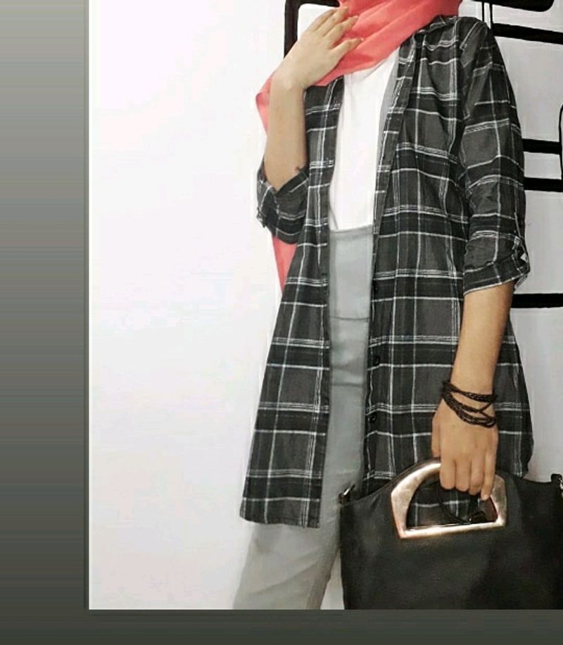 Checked Shirt For Women M Size