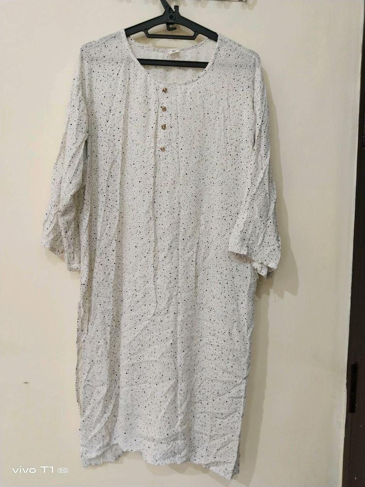 White Straight Kurta 3xl With Rufled Sleeves