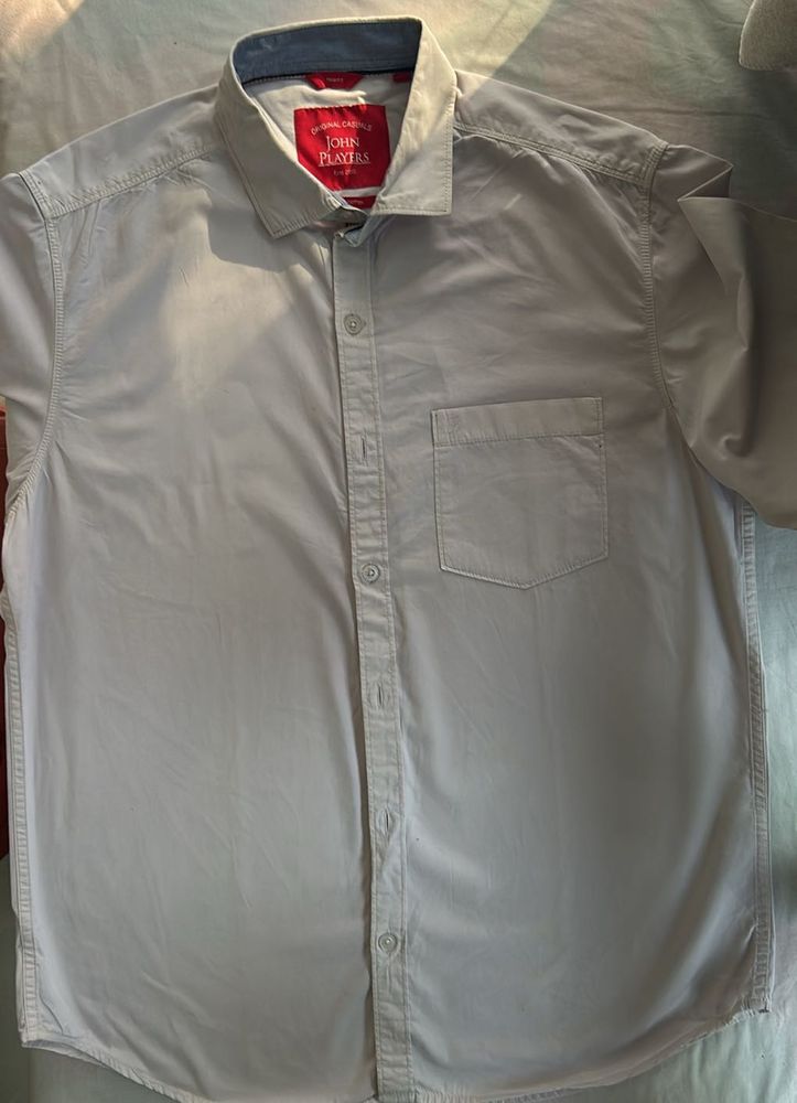 42 Trim Fit John players Full Sleeves White Shirt