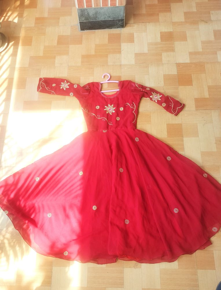 Red Plain Anarkali Suit- Valentine Day🎁♥️💐