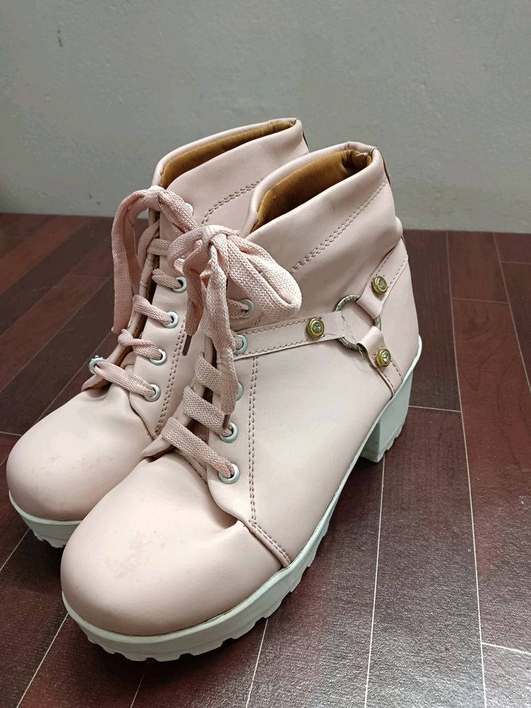 Pink Boot Shoes High Neck Fashion For Girls