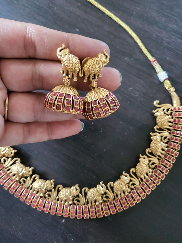 One Gram Gold Jwellery Set.