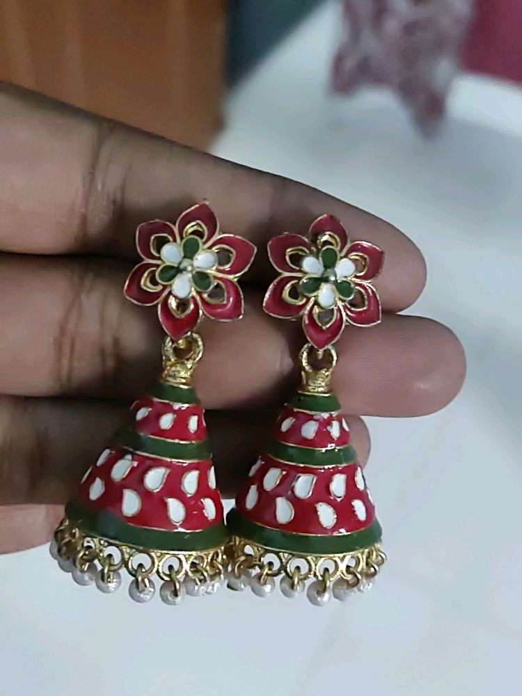 Kalamkari Red Jhumka