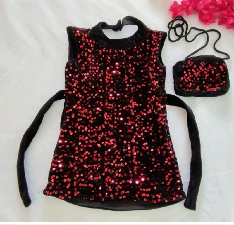 Black Sequence Girls Dress