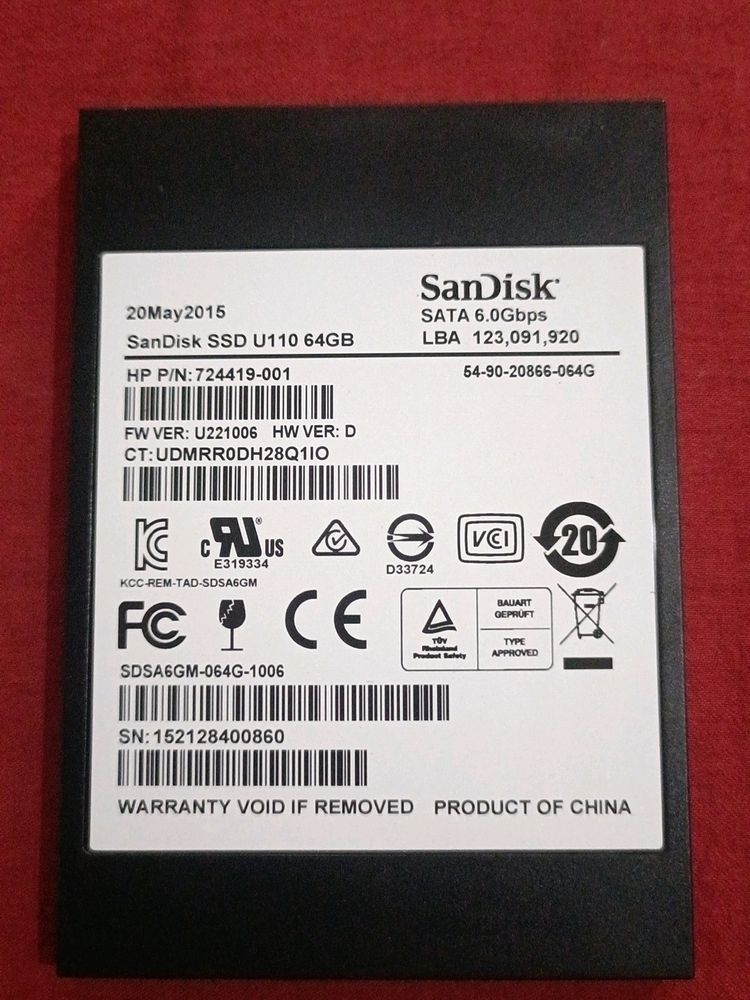 Sandisk  U110 64GB 2.5" 7mm Sata SSD Drive