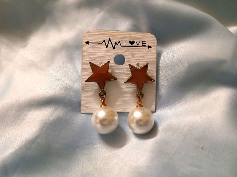 🖤🤎Cute Star Earrings With Pearls🤎🖤