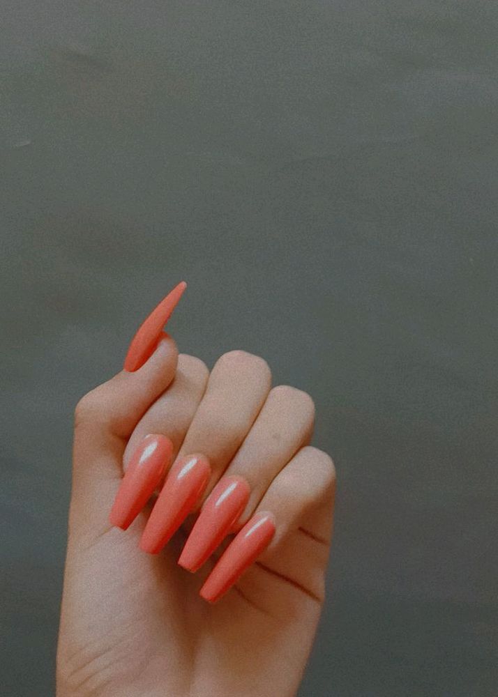 Coral Long Nails