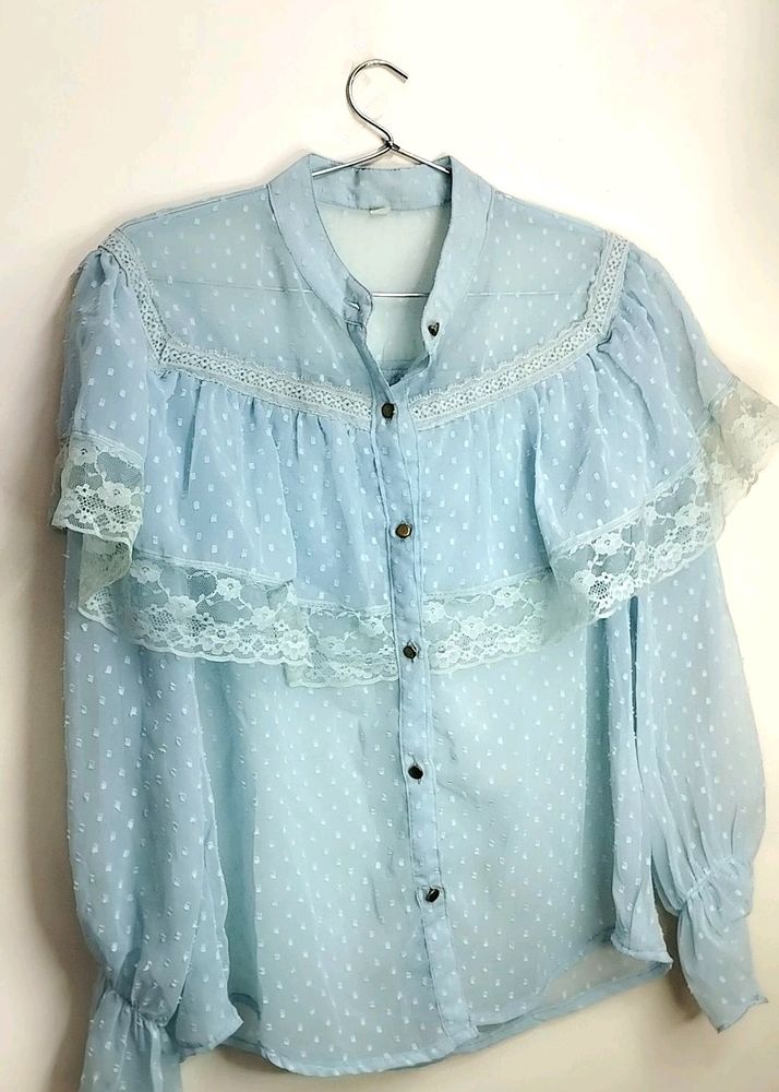 Blouson Sky Blue Top💝