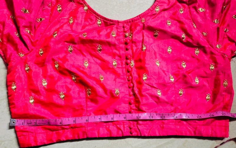 Pink Brocade Blouse+ Blue Designer Blouse+Sequence