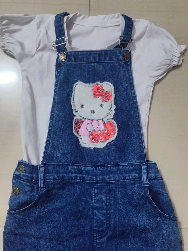 Girls Suspender Denim Dress