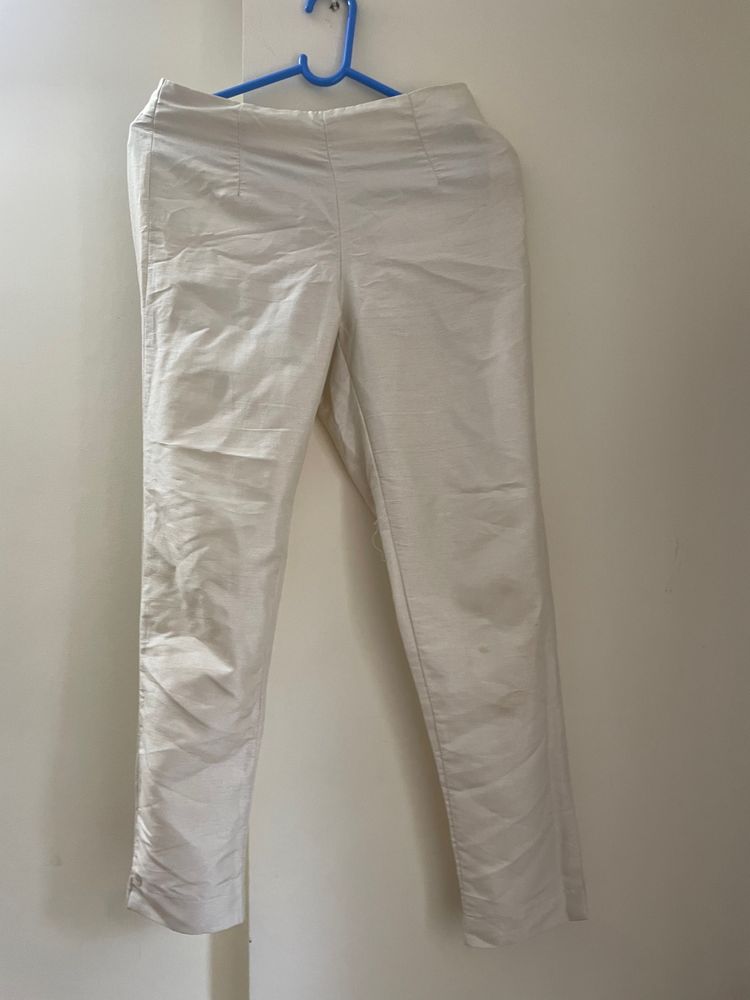 W offwhite silk Pants