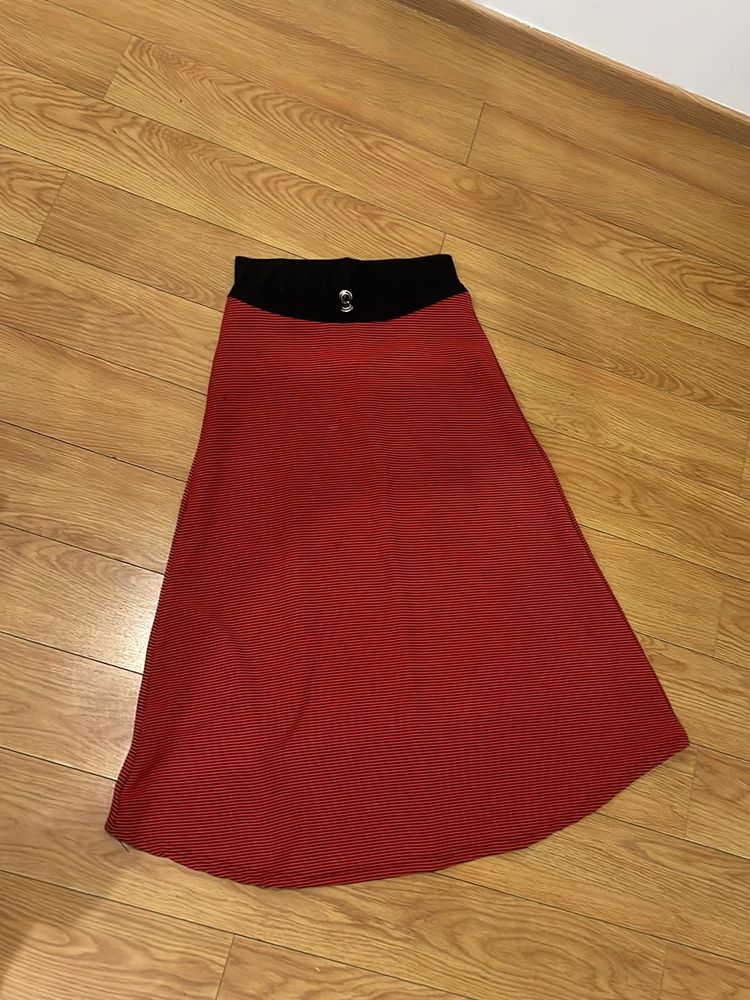 Long Skirt Red Stripes Size S, M , L, XL, XXL