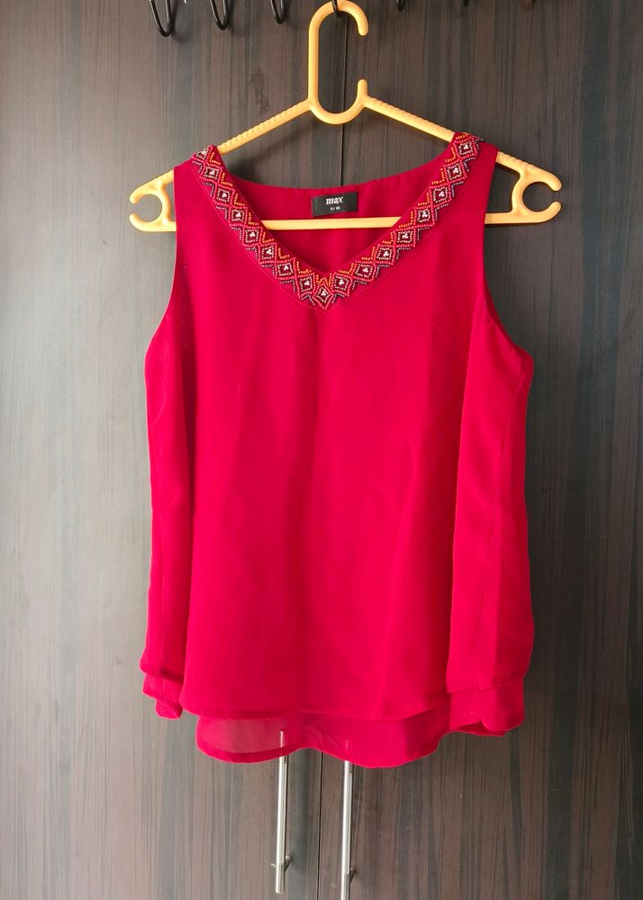 Beaded Red Top