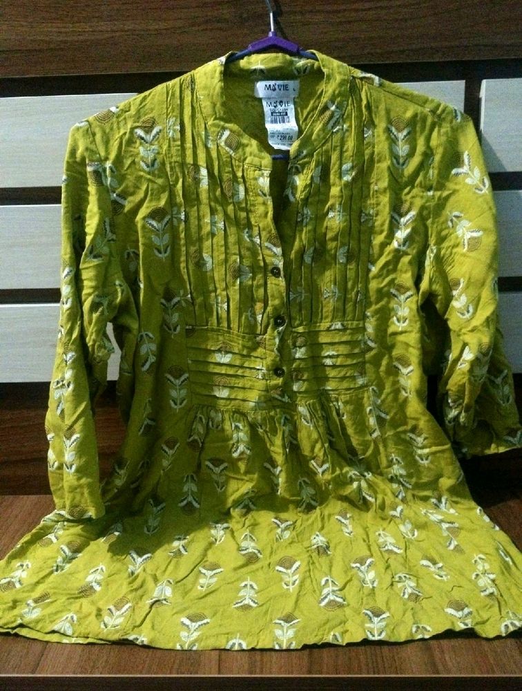 Short Kurta Limegreen And Bubble Pink Colour