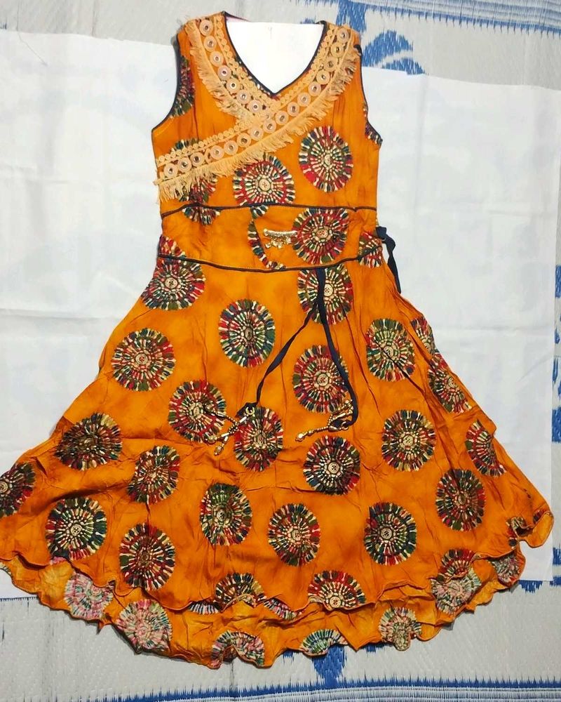 Girls Frock 6-8 Years Age Orange 🧡