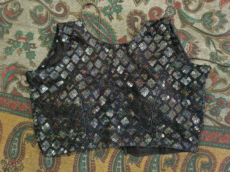 Padded Stitched Sequin Blouse On Sale