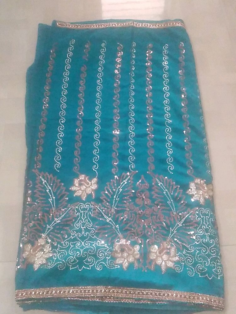 Sequins Saree With Blose And Petticot.