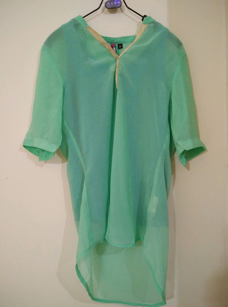 Mint Green Sheer Top with Inner