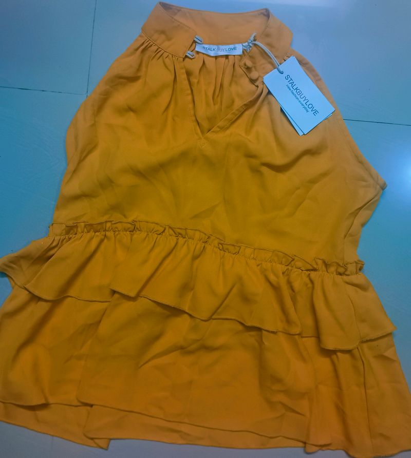 Mustard Yellow Ruffle Top