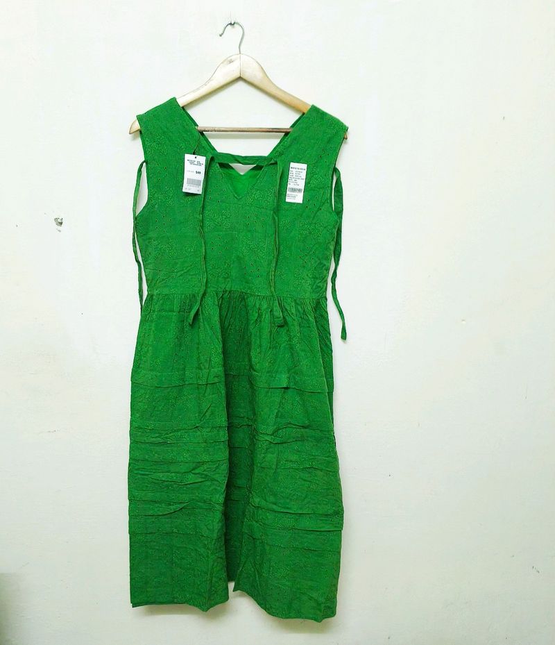 Trendy New Green Cotton Dress For Women