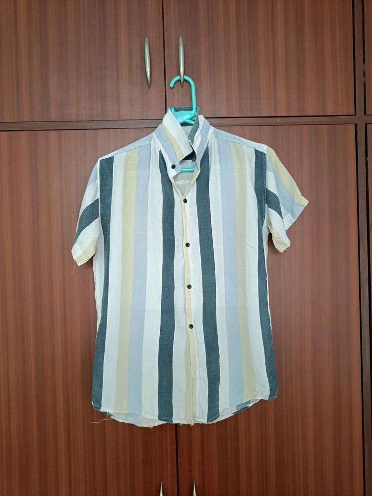 Men's Striped Half Shirt