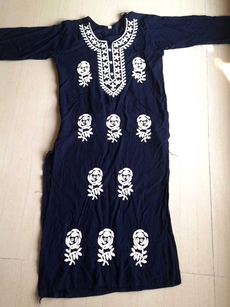 Navy blue new embroidery kurta