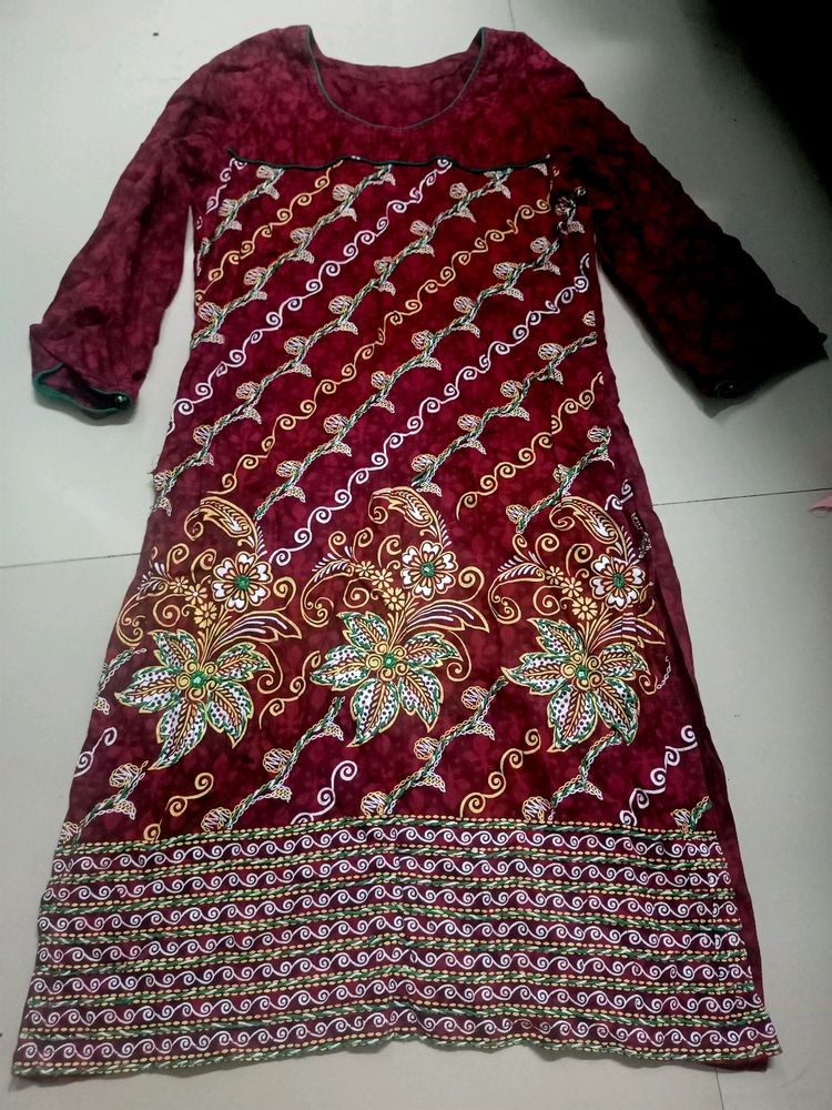 Maroon Colour Short Kurti For Girls